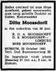 Overlijdensadvertentie D S F Moossdorff