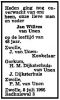 Overlijdensadvertentie J W van Unen Overlijdensadvertentie J W van Unen